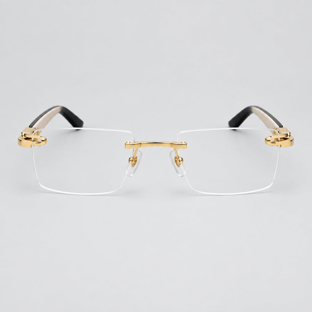 Cartier C Décor Men Rimless Natural Wood Temples Transparent Glasses