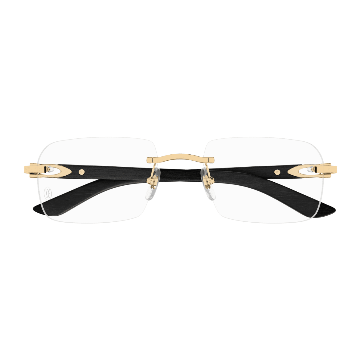 Cartier C Décor Men Rimless Natural Wood Temples Transparent Glasses