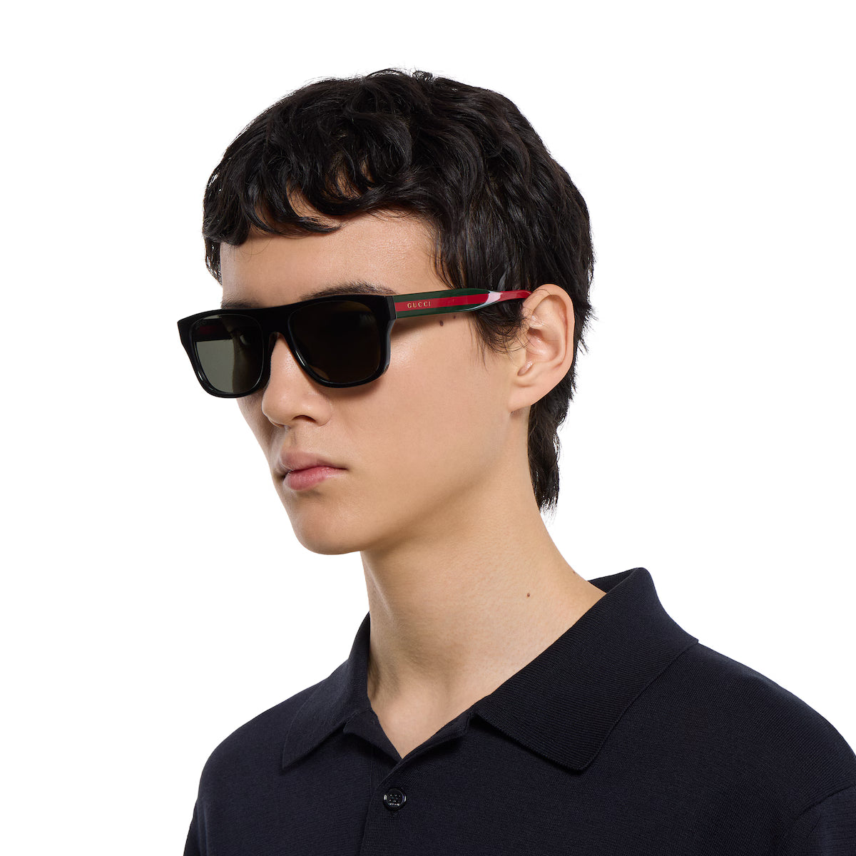 Gucci Men Square Frame Shiny Red Sunglasses