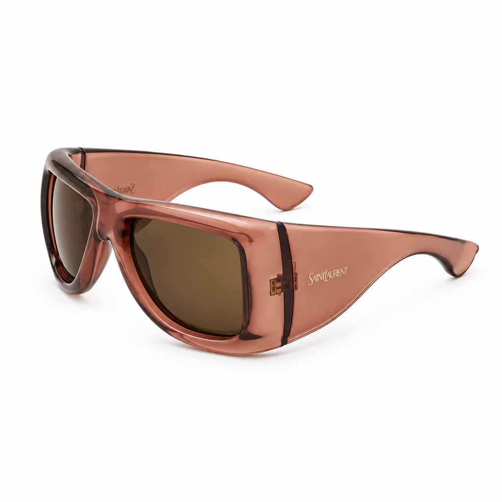 Saint Laurent Women SL 902 Howl Oversized Pillowed Transparent Red / Brown Sunglasses