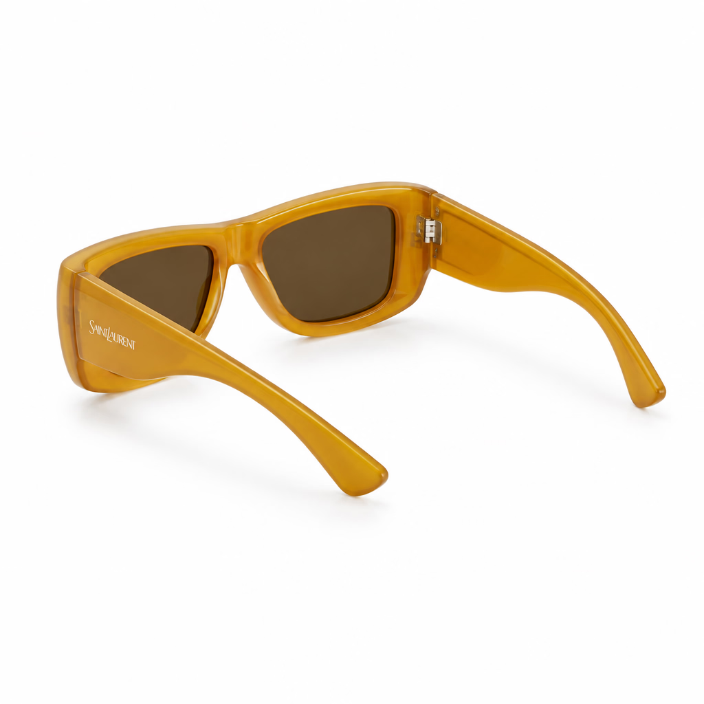Saint Laurent Women SL 902 Howl Oversized Pillowed Mustard Sunglasses