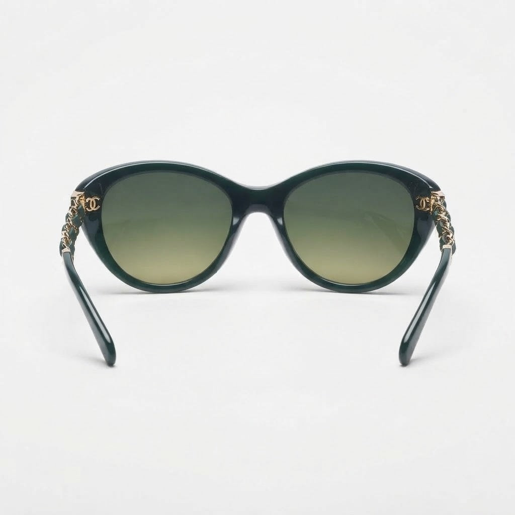Chanel Women Green Gold Chain Sunglasses