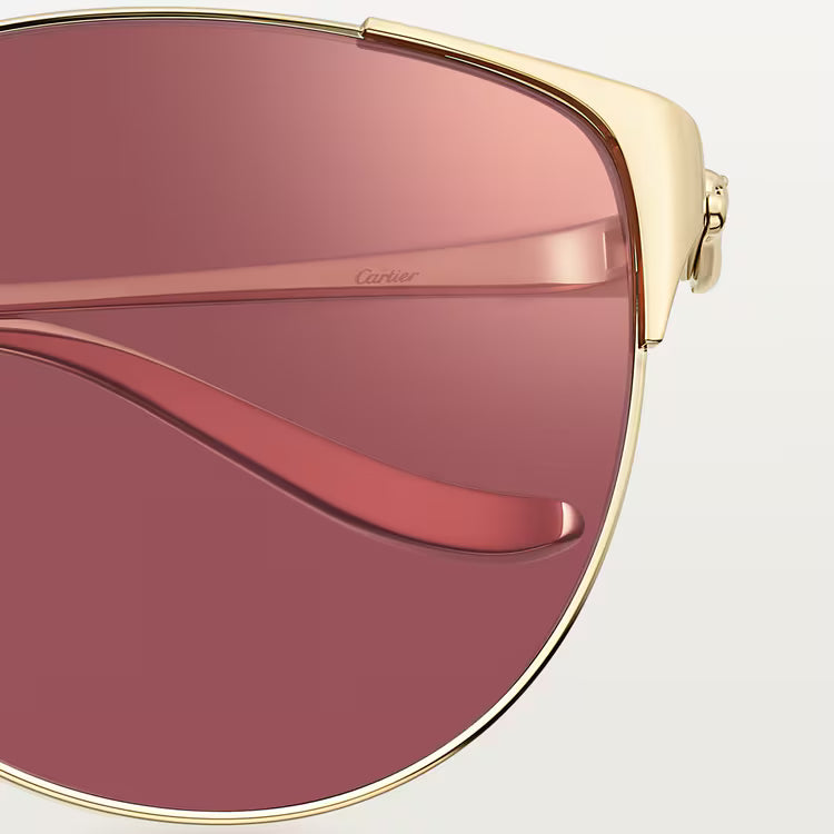 Cartier Panthère de Women Round Golden Pink Finish Sunglasses