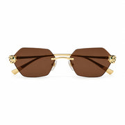 Cartier Panthère de C Women Rimless Hexagon-Frame Brown Sunglasse