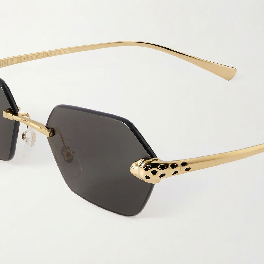 Cartier Panthère de C Women Rimless Hexagon-Frame Grey Sunglasses