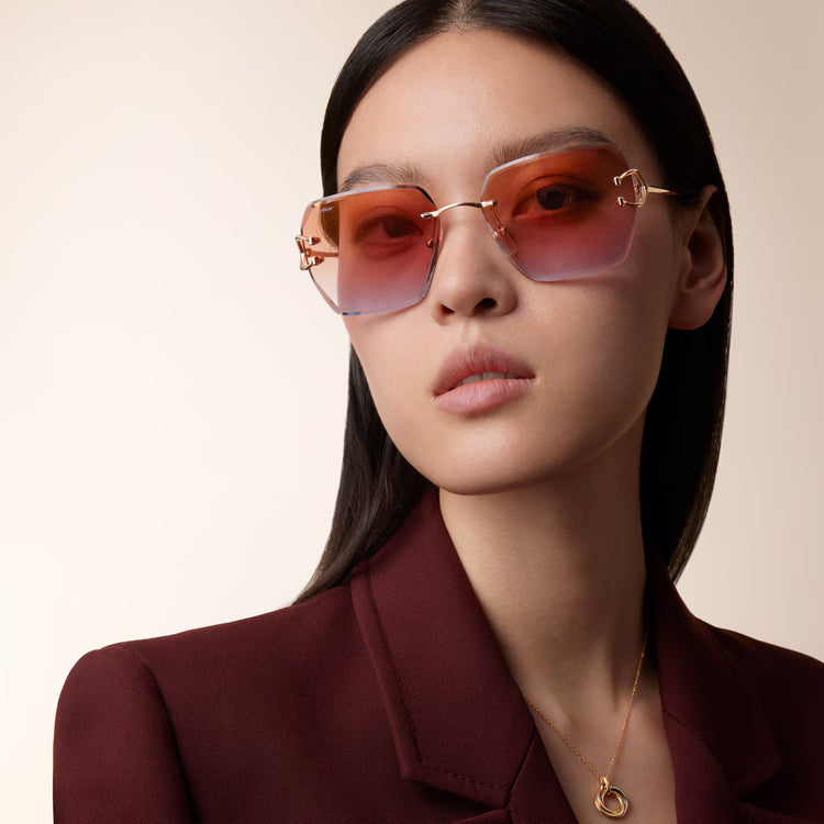 Cartier Classic C Motif Women Rimless Red Gradient Sunglasses