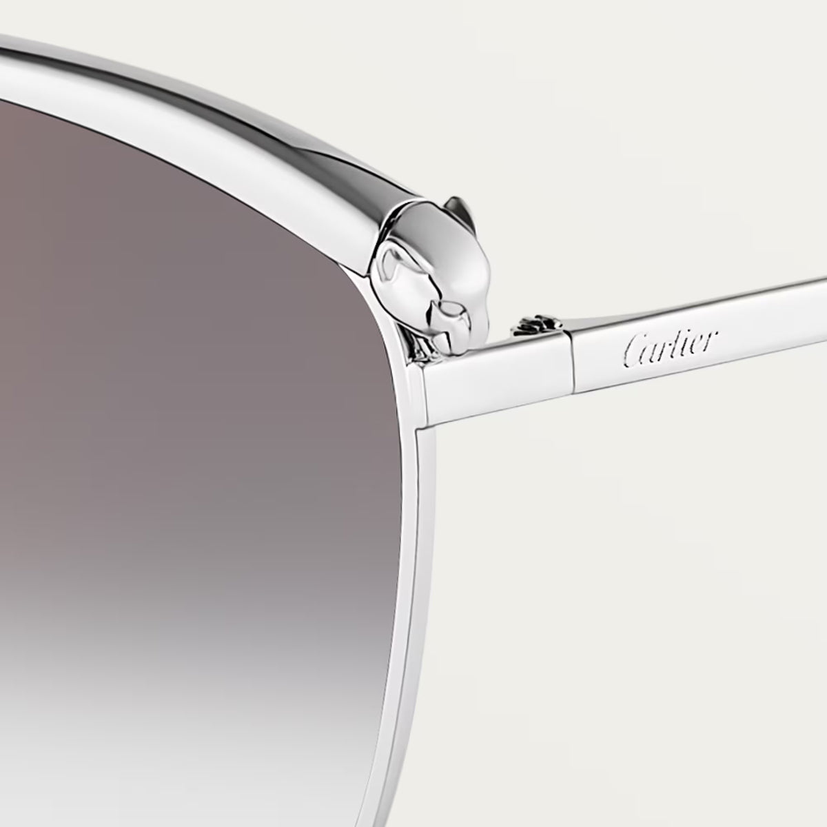 Cartier Panthère de Women Silver Grey Gradient Cat Eye Sunglasses
