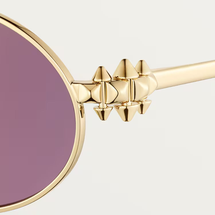 Cartier Clash de Women Oval Gold Finish Studded Temple Purple Sunglasses