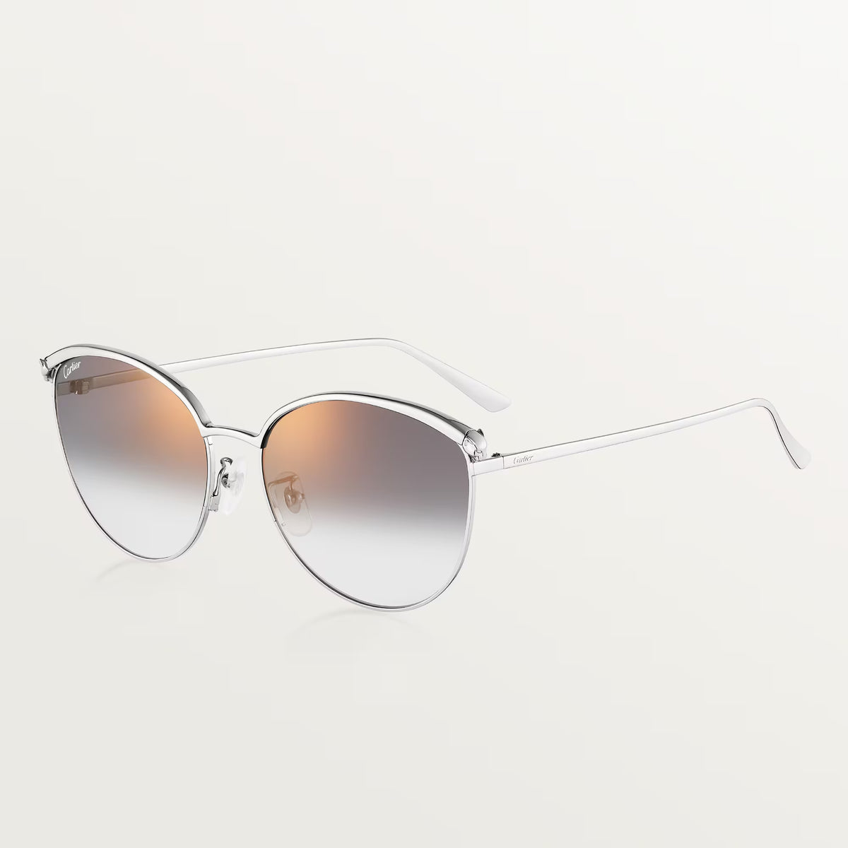 Cartier Panthère de Women Silver Grey Gradient Cat Eye Sunglasses