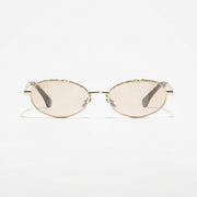Chanel Women Oval Gold / Light Brown Sunglasses