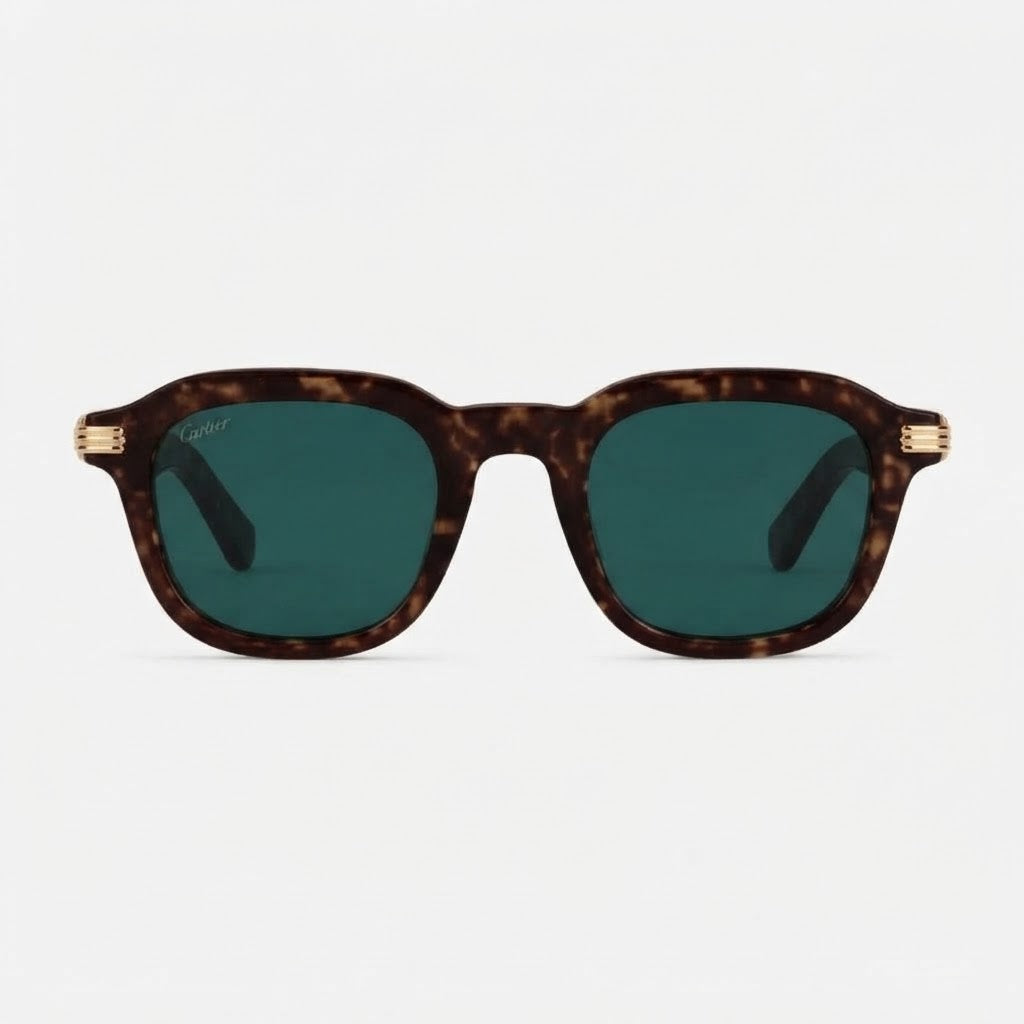 Cartier Première de C Men Square Tortoiseshell Green Sunglasses