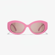 Chanel Women Oval Pink Sunglasses