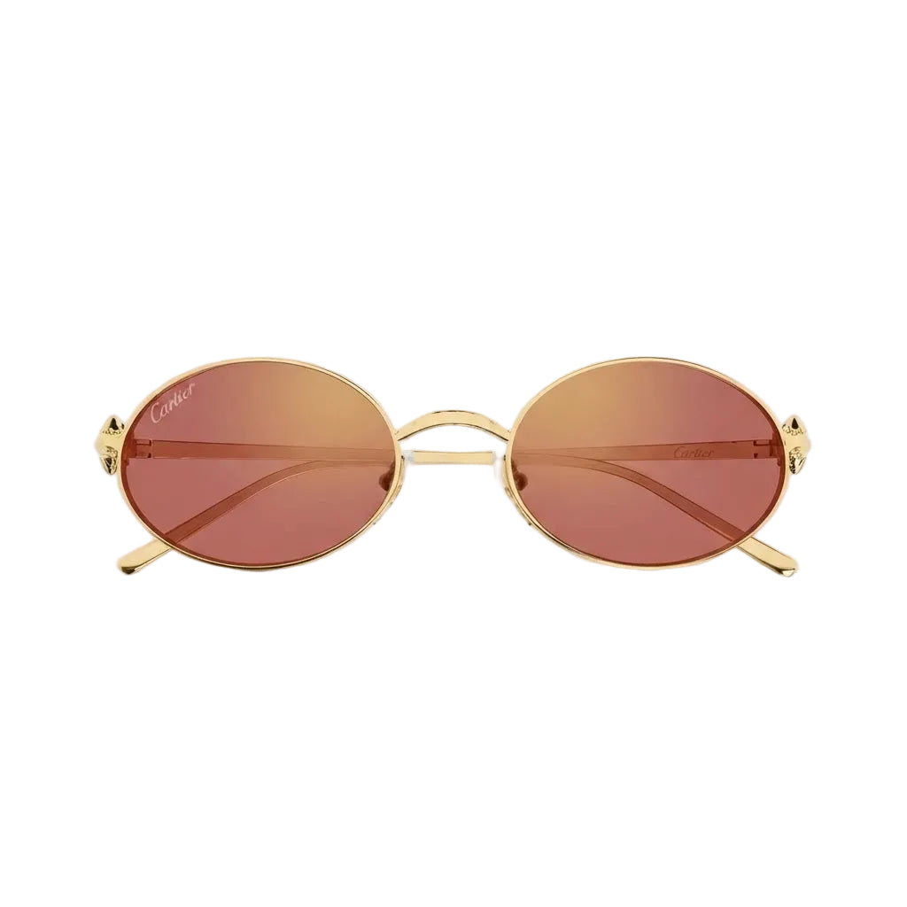 Cartier Clash de Women Oval Gold Finish Studded Temple Gold Orange Sunglasses