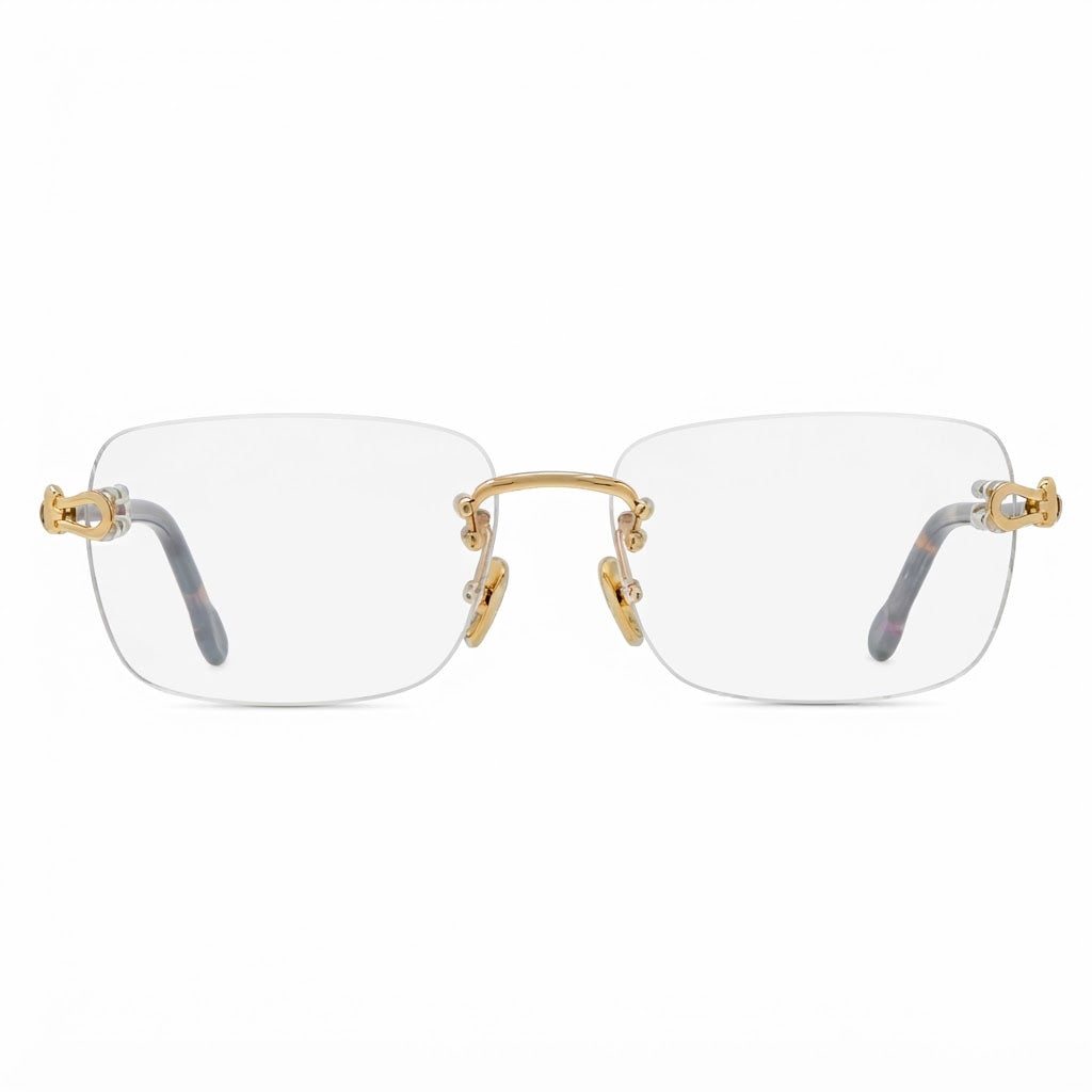 FRED FG50002F Luxury Unisex Rimless Gold & Cable Optical Frame Glasses