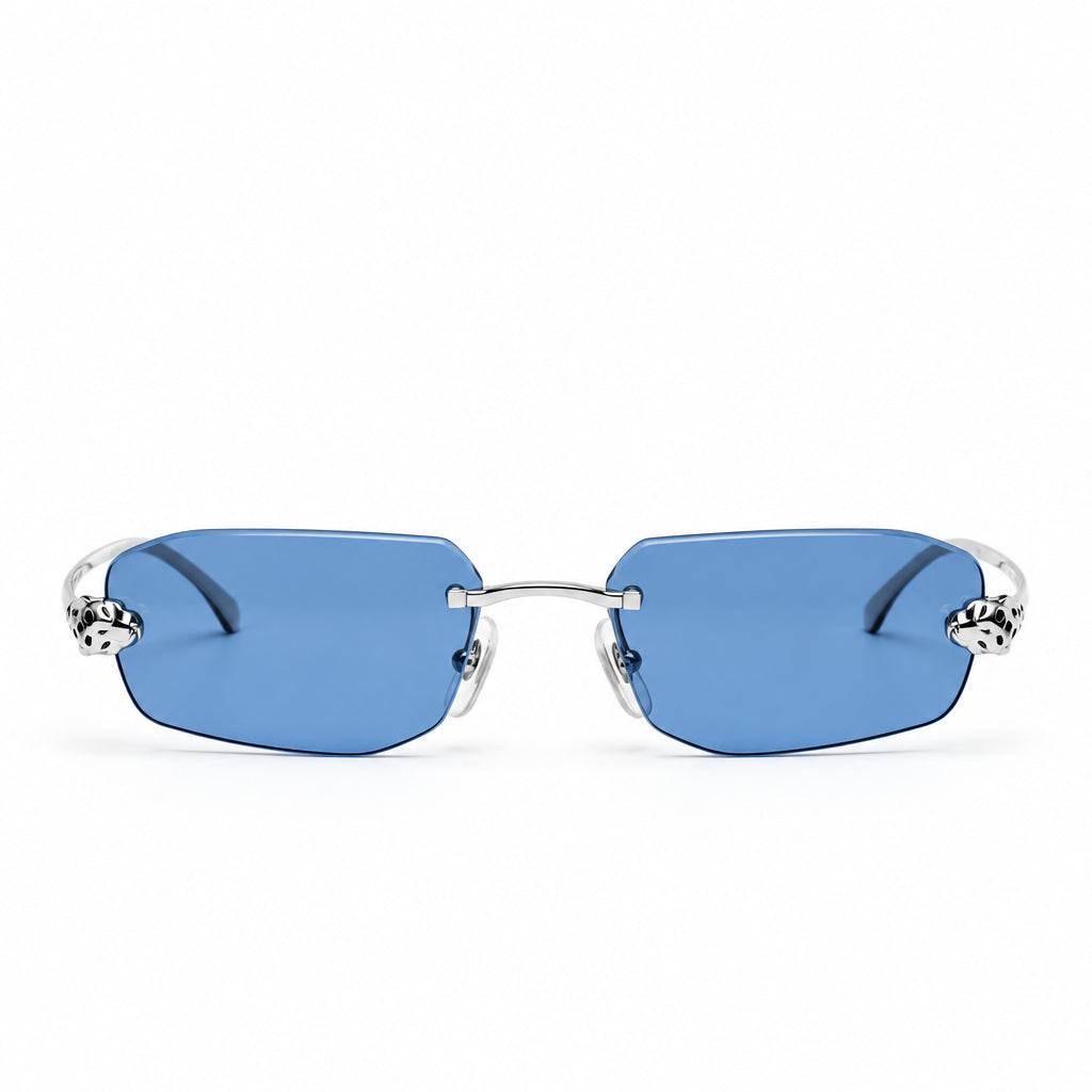 Cartier Panthère de C Unisex Rimless Rectangular Blue Sunglasses