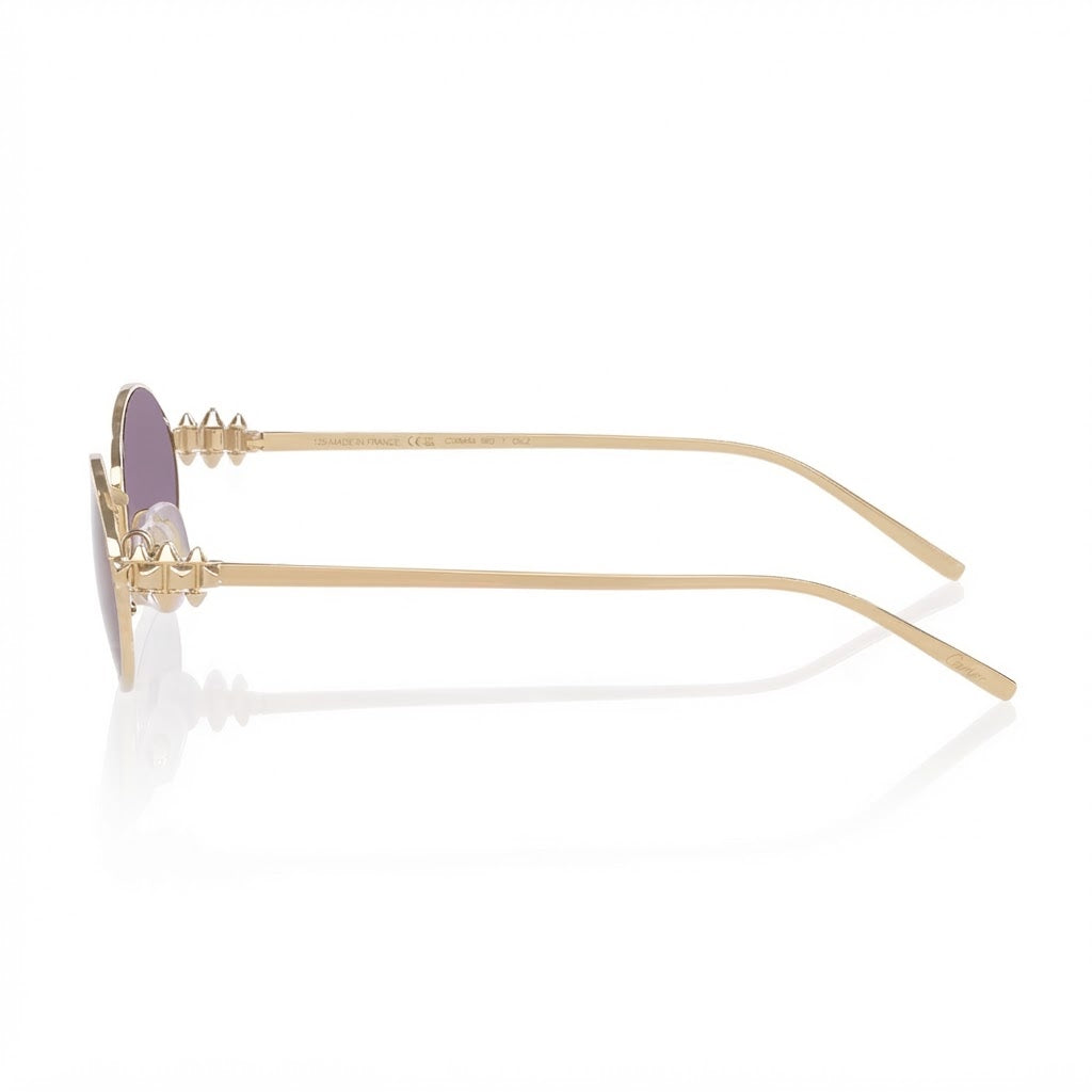Cartier Clash de Women Oval Gold Finish Studded Temple Violet Sunglasses
