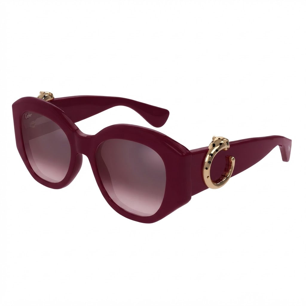 Cartier Panthère de C Motif Square Women Burgundy Sunglasses