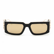 Philipp Plein SPP119M Unisex Shiny Black & Gold with Brown Gradient Square Sunglasses