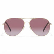 Chanel Women Pilot Titanium & Calfskin Gold & Violet Gradient Sunglasses