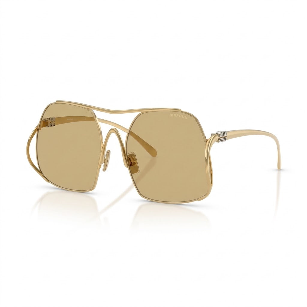 Miu Miu MU A55S Women Square Gold / Yellow Sunglasses