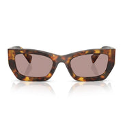 Miu Miu MU 09WS Women Rectangle Honey Havana / Light Purple Sunglasses