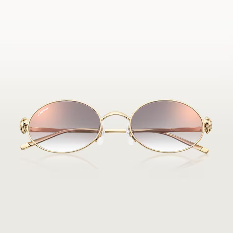 Cartier Clash de Women Oval Gold Finish Studded Temple Grey Gradient Lenses Sunglasses