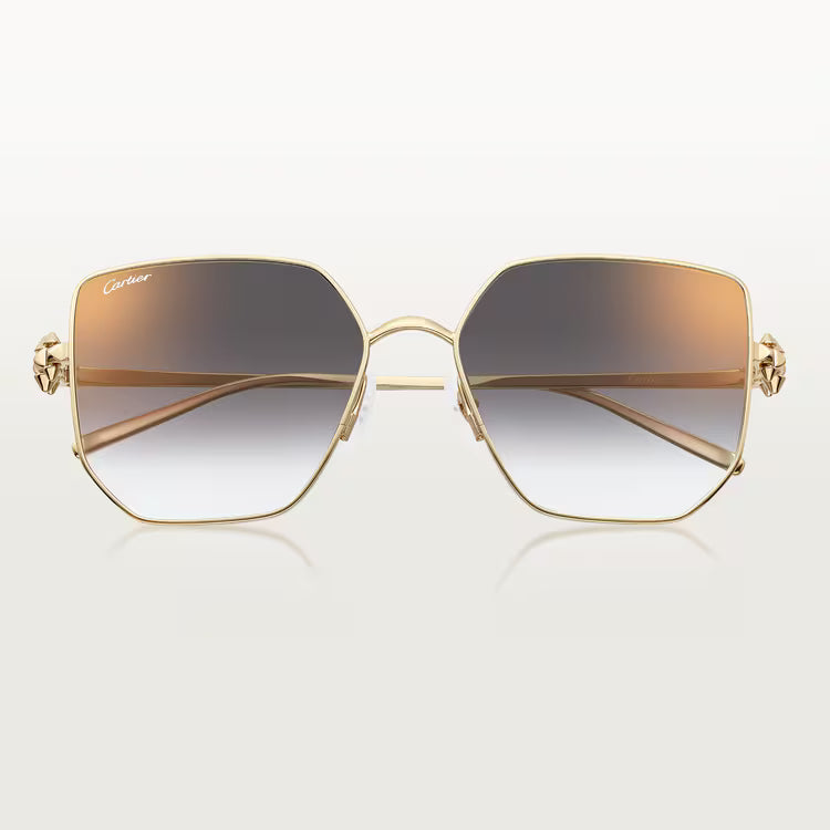 Cartier Clash de C Women Gold Finish Studded Temple Square Grey Gradient Sunglasses