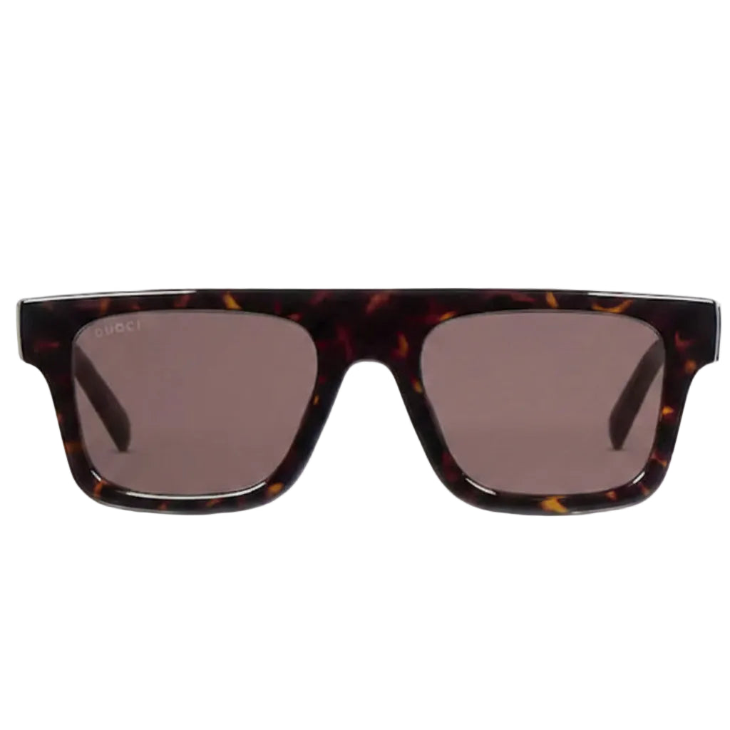 Gucci Men Square Frame Brown Tortoiseshell Sunglasses