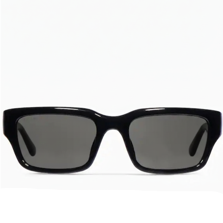 Gucci Men Rectangular Frame Deep Black Sunglasses