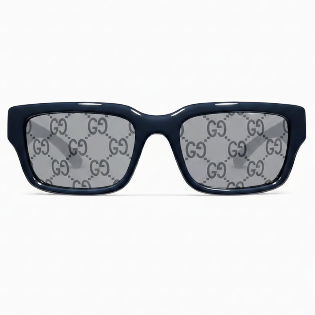 Gucci Men Rectangular Frame Blue Sunglasses