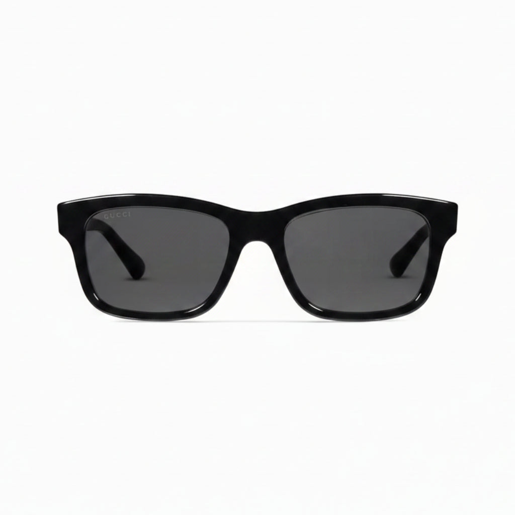 Gucci Men Rectangular Polish Black Sunglasses