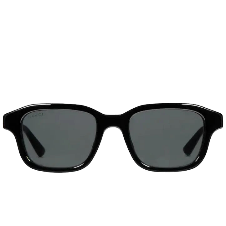 Gucci Men Rectangular Frame Polish Black Sunglasses