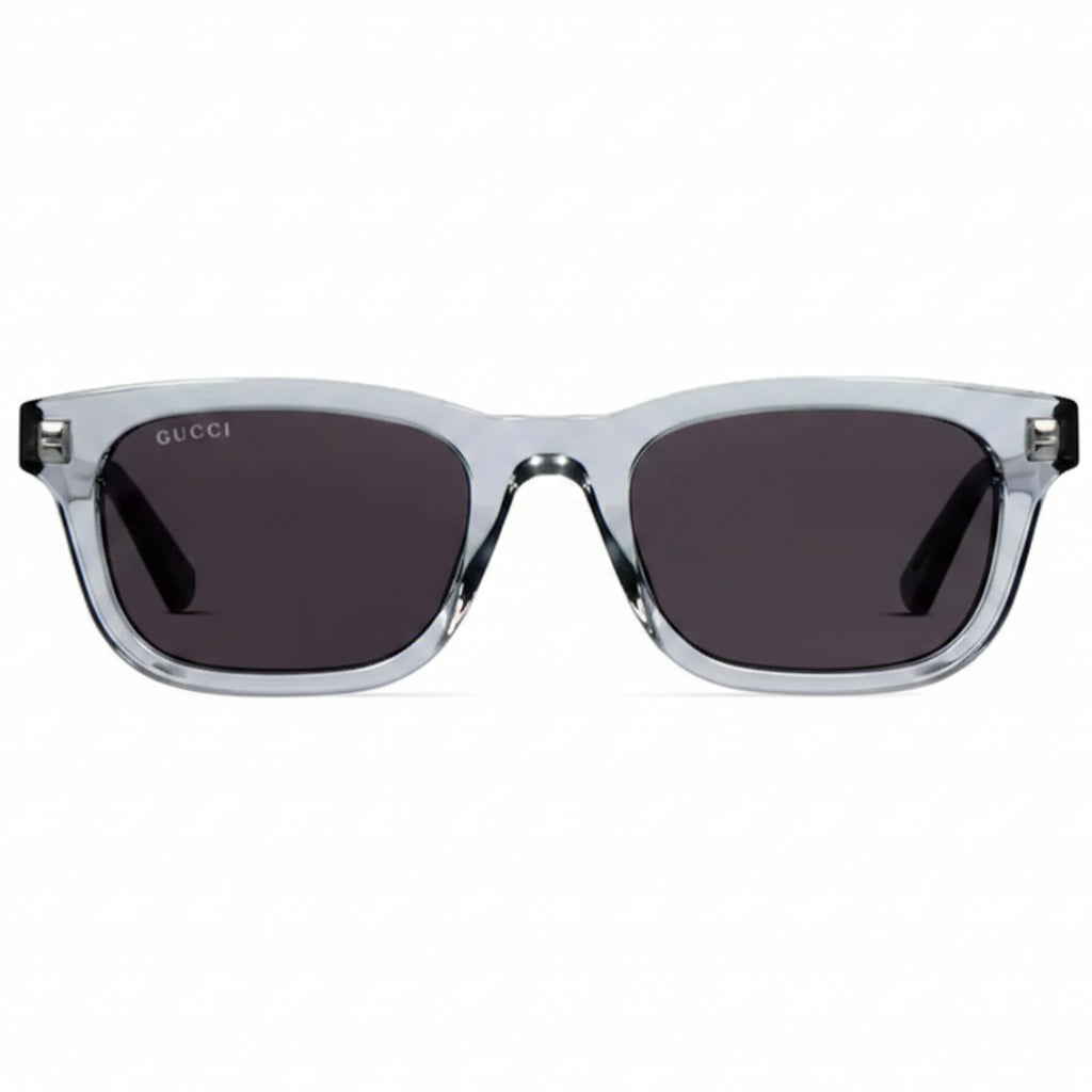 Gucci Men Rectangular Frame Transparent Grey Sunglasses