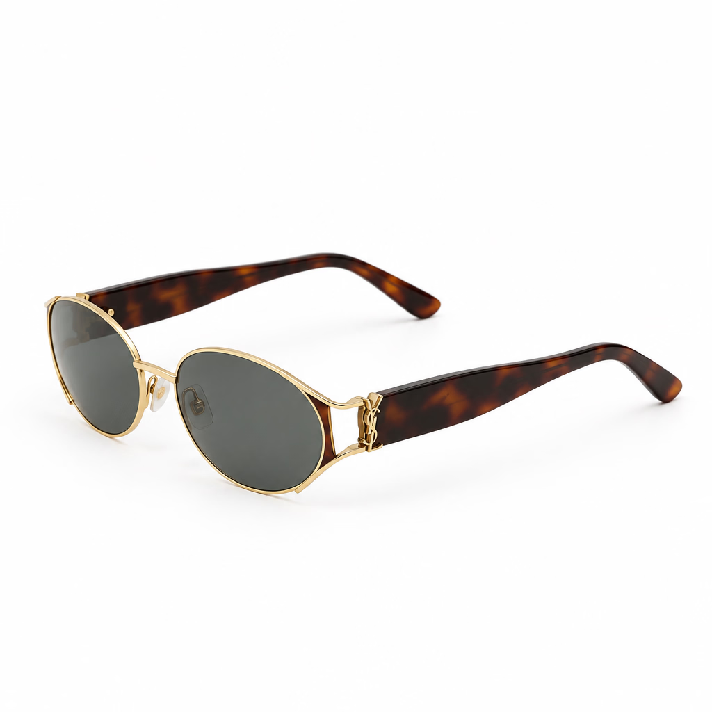 Saint Laurent Women SL M919 Oval Light Gold / Havana Sunglasses
