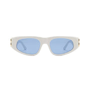 Balenciaga Women BB0095S Dynasty Oval White Blue Gold Sunglasses