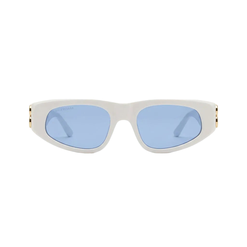 Balenciaga Women BB0095S Dynasty Oval White Blue Gold Sunglasses