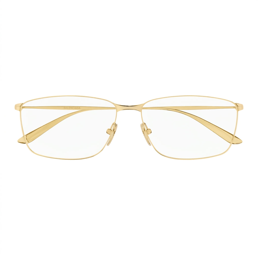 Balenciaga Men BB0415O Ultra-Thin Metal Rectangle Gold Eyeglasses