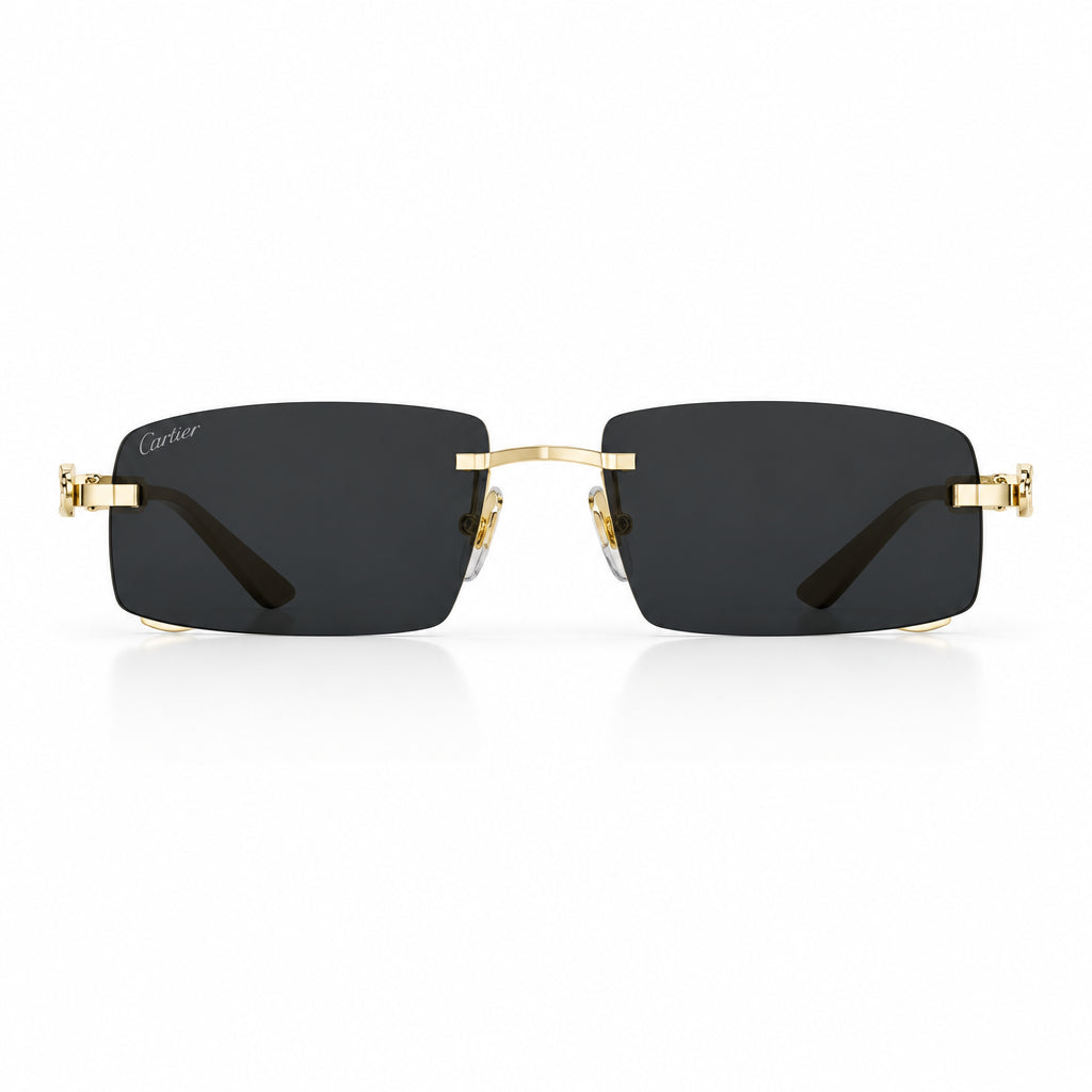 Cartier Panthère De Rimless Unisex Rectangle Black Sunglasses
