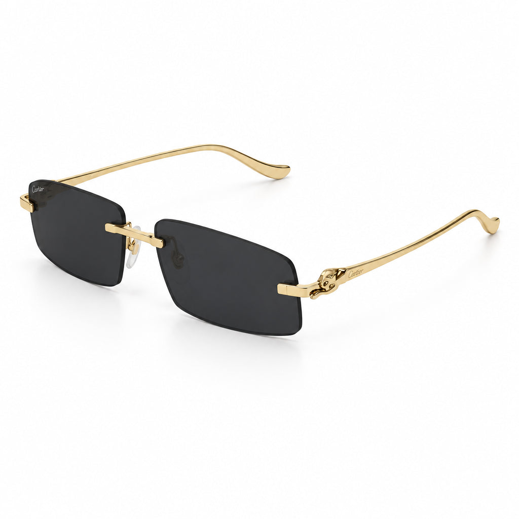 Cartier Panthère  De Rimless Unisex Rectangle Black Sunglasses