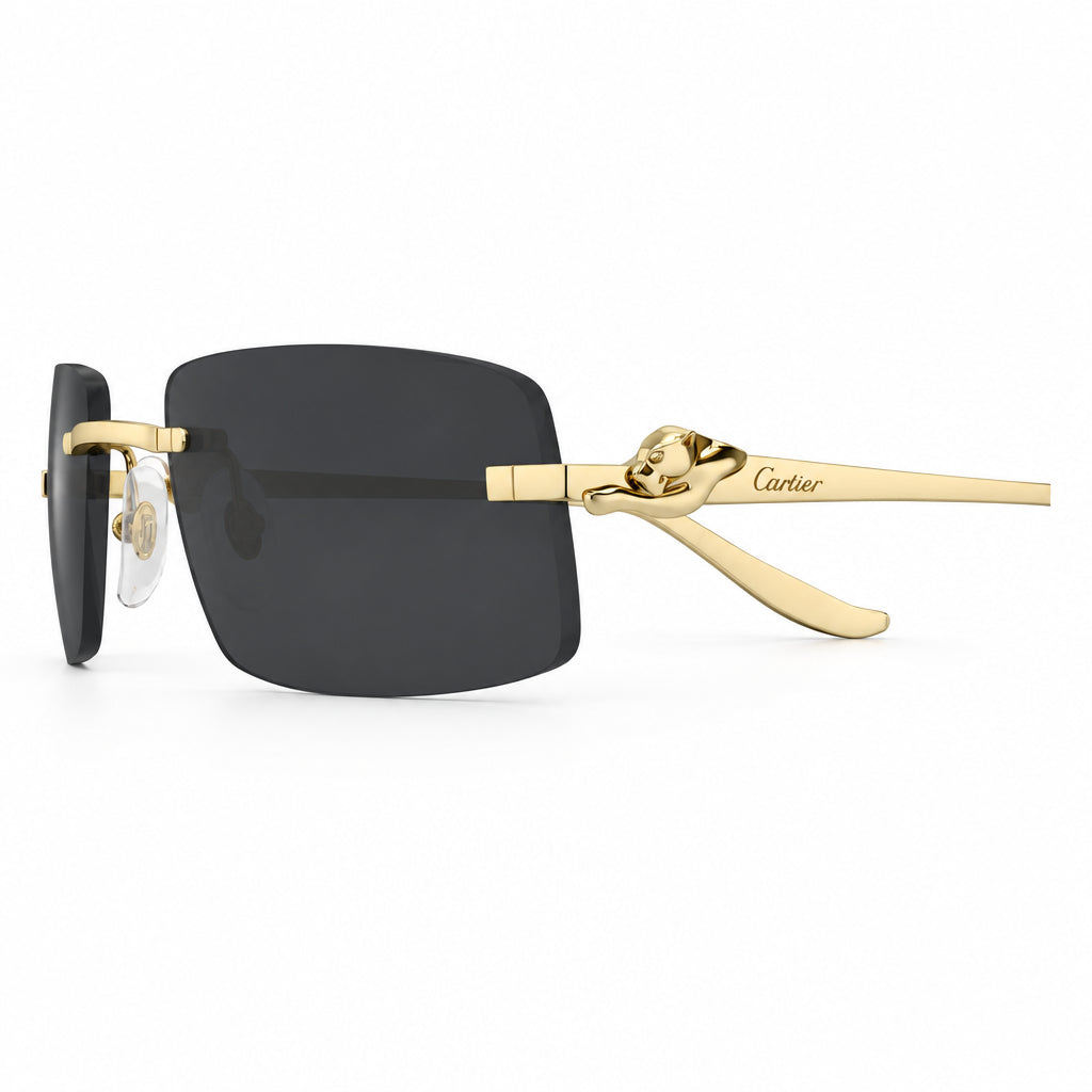 Cartier Panthère  De Rimless Unisex Rectangle Black Sunglasses