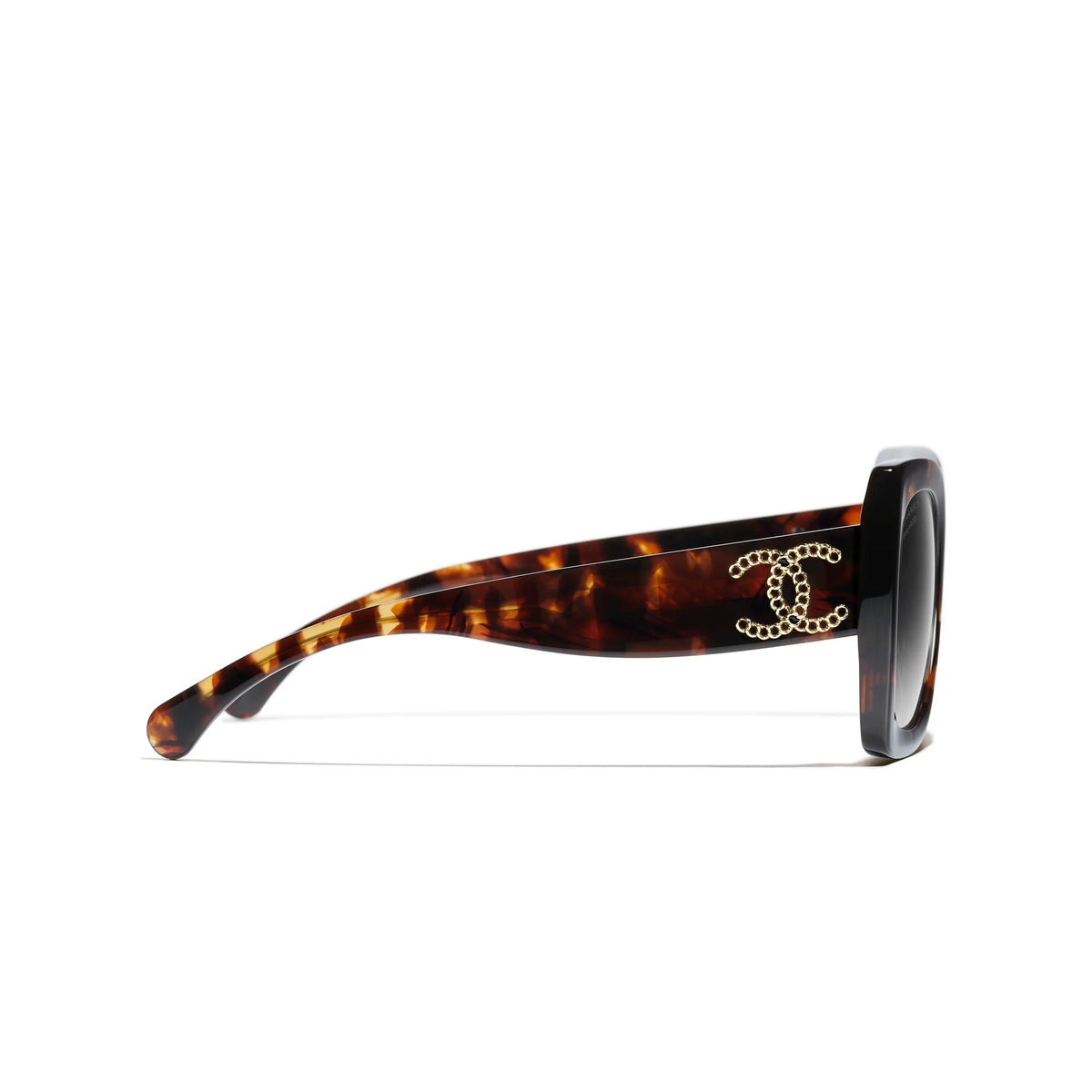 Chanel Women Square Dark Tortoise & Grey Polarized Sunglasses