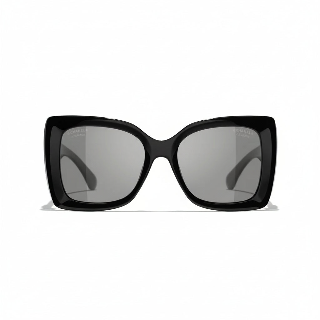  Chanel Women Square Black & Grey Polarized Sunglasses 