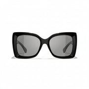  Chanel Women Square Black & Grey Polarized Sunglasses 