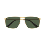 Cartier Santos Classic Men Pilot Brushed Gold Polarized Olive Green Sunglasses
