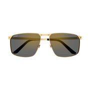 Cartier Santos De Men Pilot Brushed Gold Polarized Grey Sunglasses