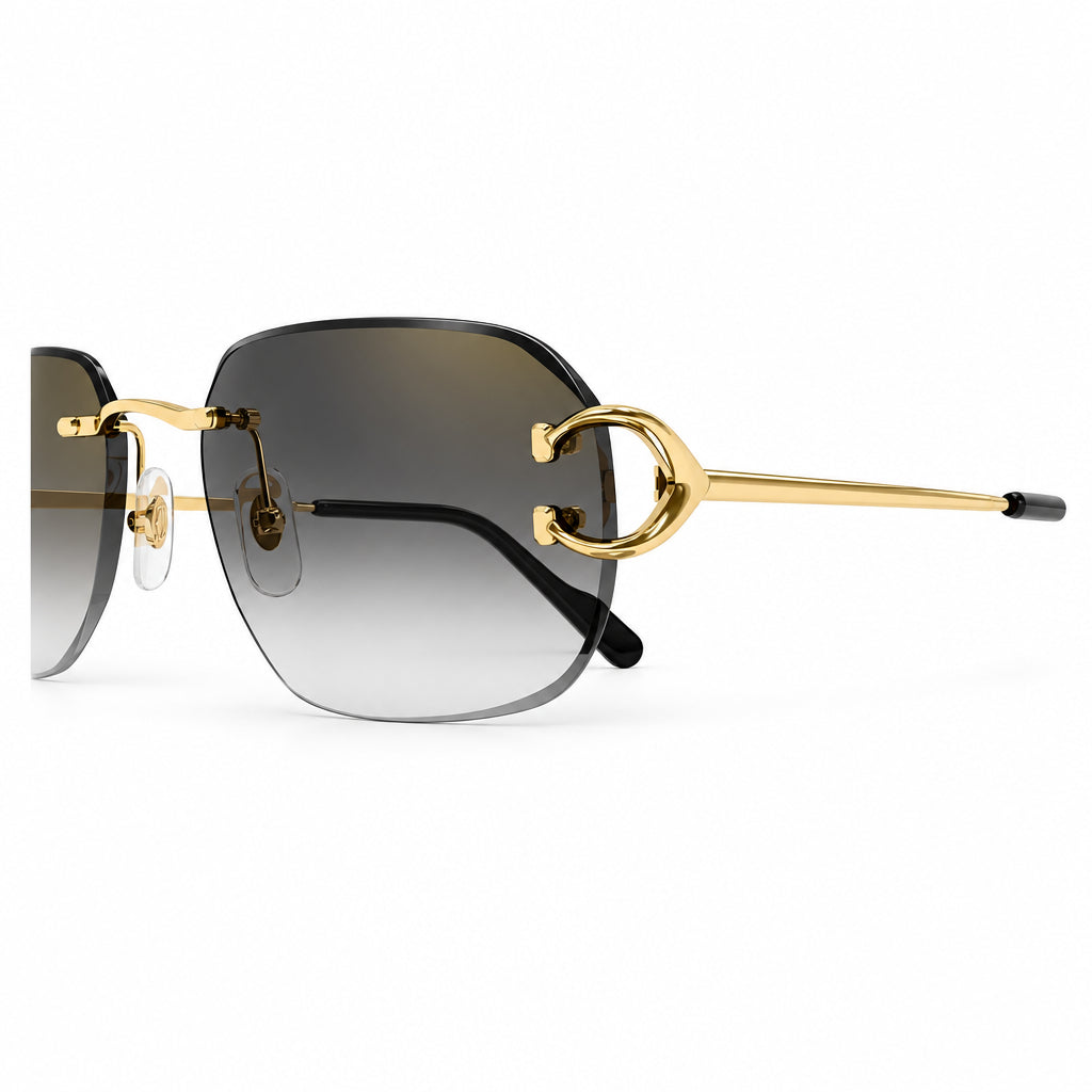 Cartier Premiere de Cartier Unisex Rimless Rectangular Gold/Grey Sunglasses