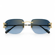 Cartier Premiere de Cartier Unisex Rimless Rectangular Gold/Blue Sunglasses