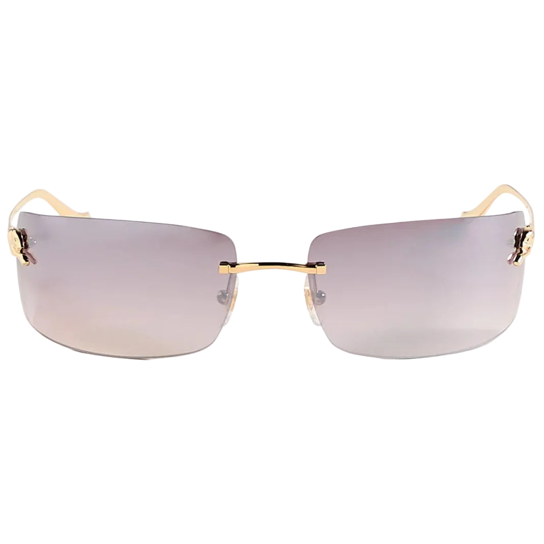 Cartier Panthère de C Unisex Rectangular Rimless Gold / Red Sunglasses