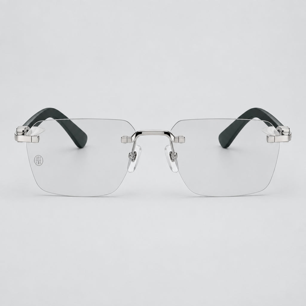 Cartier C Décor Men Rimless Dark Green Wood Temples Transparent Glasses