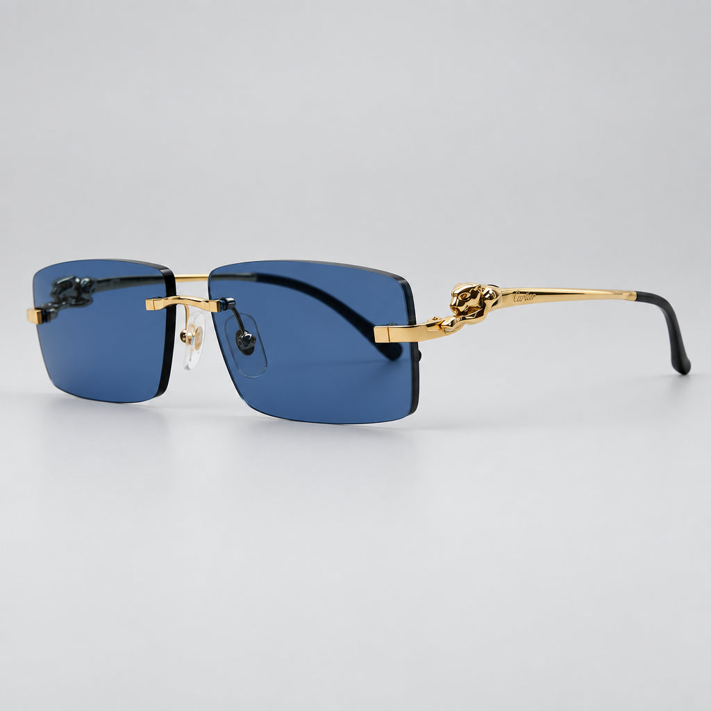 Cartier Panthère de C Unisex Gold & Blue Rimless Sunglasses